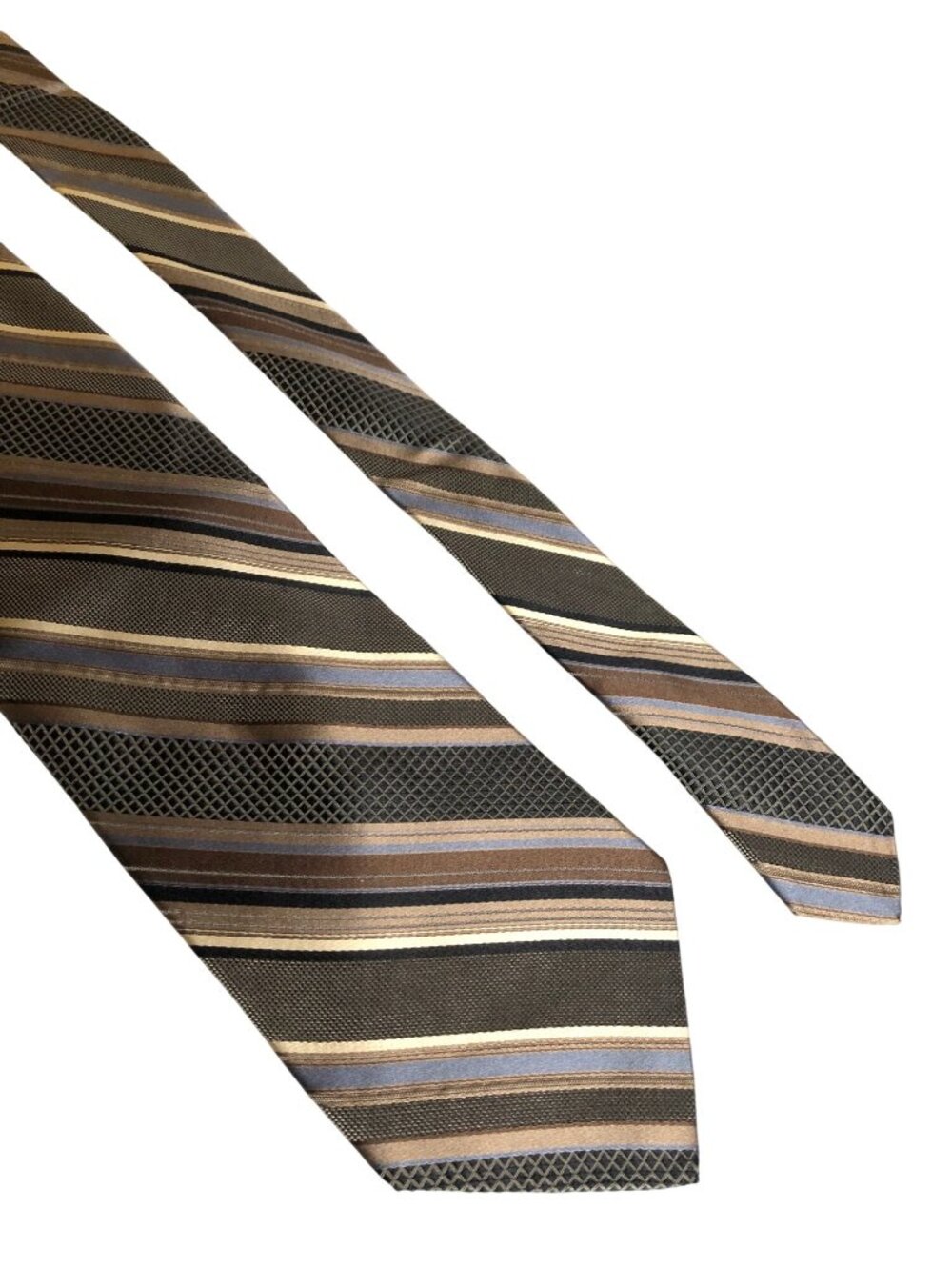 Pronto Uomo Silk Tie Brown Striped Mens Necktie Accessory Office Work Dad Gift